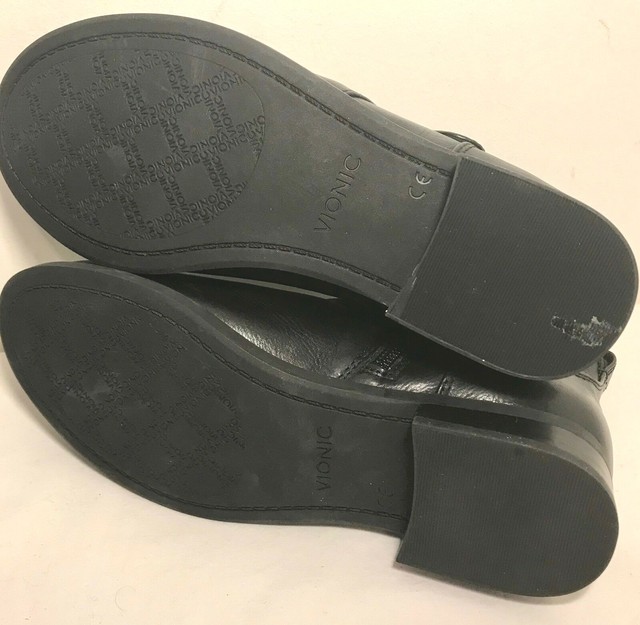 VIONIC Country Logan Ankle Boots Womens 6 M Black Leather Zip Booties $160 for sale online