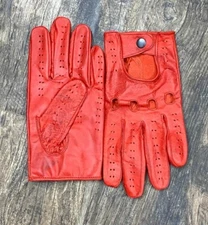 Driving Gloves Car Motorcycle Biker Genuine Leather Police Driver Glove Red2Tone
