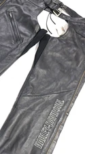 harley davidson Deluxe chaps M TALL MT black leather lined pockets womens soft
