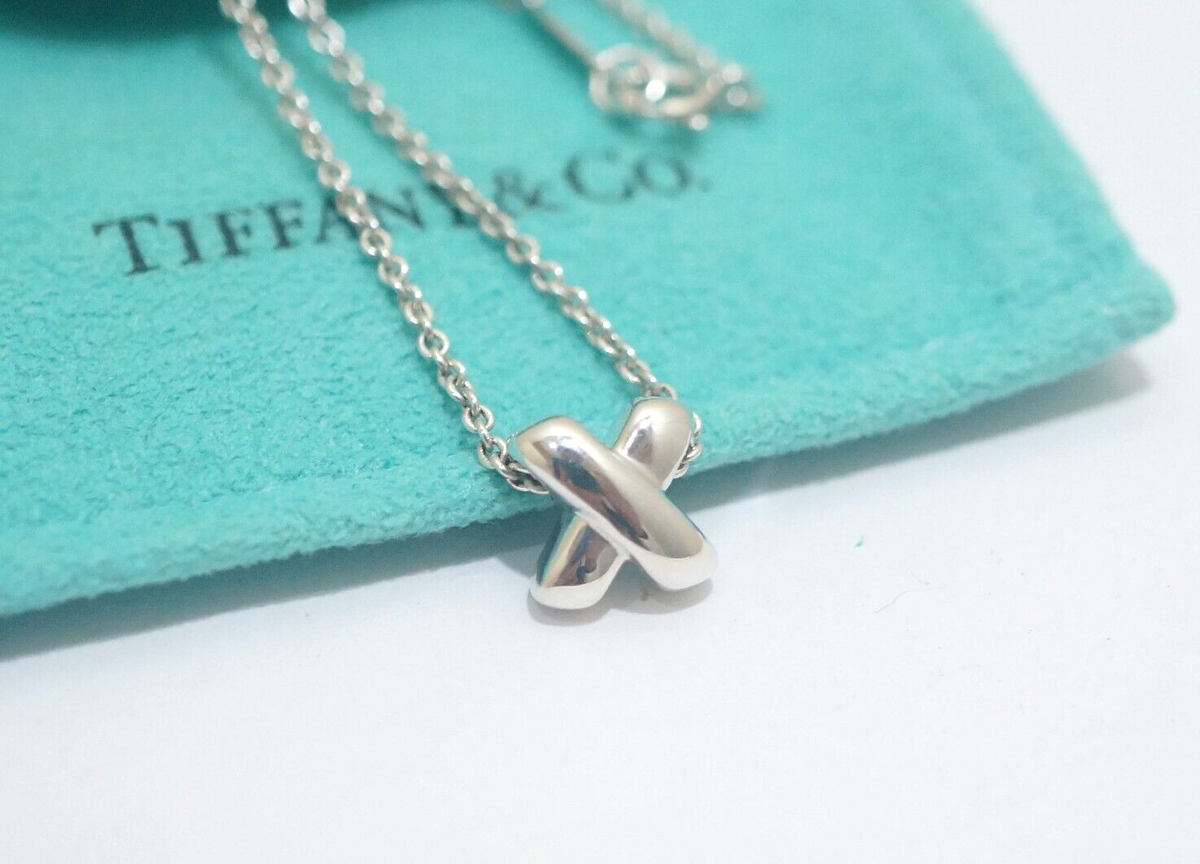 Tiffany & Co. Sterling Silver Mini Signature X Pendant Necklace 16