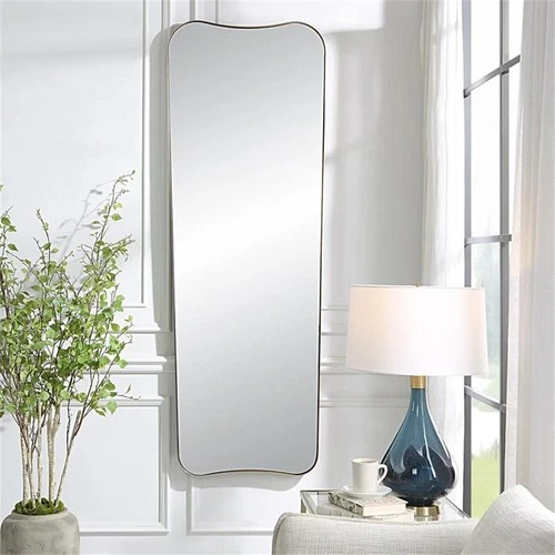 Uttermost Belvoir Stainless Steel and Glass Mirror in Antique Brass - Picture 3 of 7
