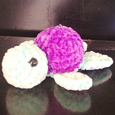 Handmade Crochet Plush Turtle Stuffed Animal Toy, Purple  Mint, Small 6-14 in