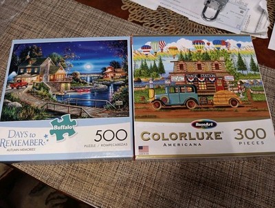 2 Puzzles-Rose Art  TAHOE STATION  300 Lrg Pcs & Buffalo-''AUTUMN MEMORIES'' 500Pc
