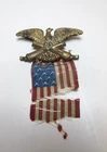 Antique 1886 G.A.R. Civil War Veterans Bronze Medal Pin USA w/ Flag Ribbon