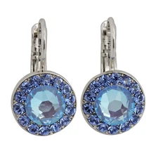 Mariana Mariana Rhodium Pltd Sun-Kissed Royal Blue Round Circle Crystal Earrings