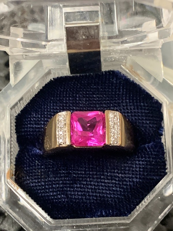 Ross-Simons .925 Sterling with Gold Vermeil Ring Size 9 Pink Sapphire Vintage