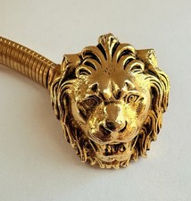 Signed ACCESSOCRAFT Gold Tone LION Buckle Stretch Mesh Belt Size S