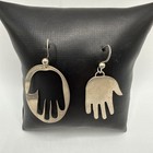 VTG UNUSUAL UNIQUE STERLING SILVER HAND DANGLE DROP EARRINGS. 4.8 GRAMS. — photo 4