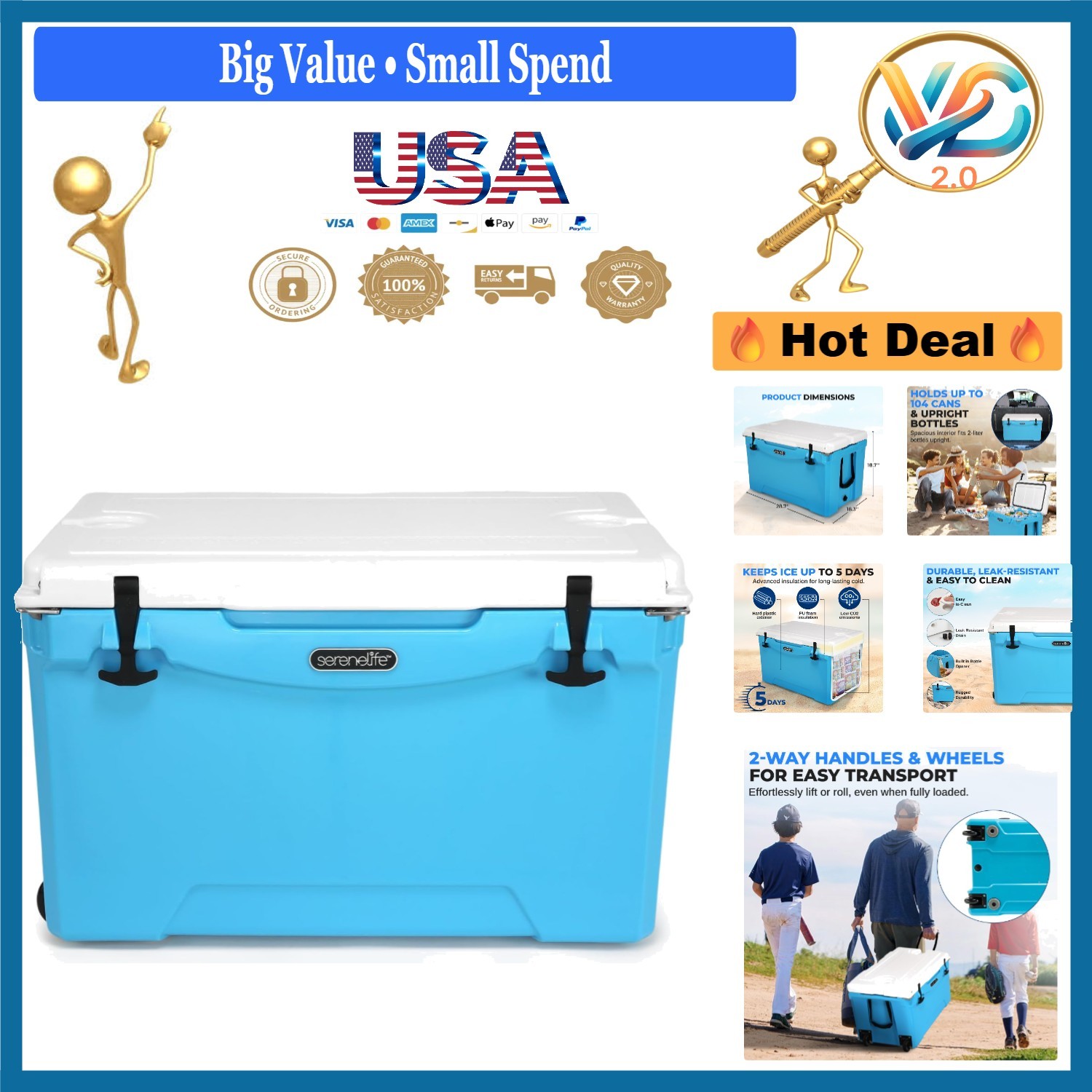 Box Portable Heavy Duty Ice Chest Blue