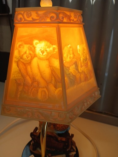 11" Story Bears Desk Table Lamp Night Light Handcrafted Lithophane Shade Backlit - Picture 3 of 9