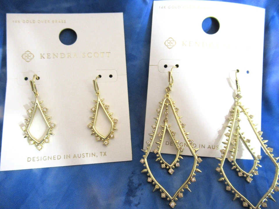 Kendra Scott Álora 14Kt GP Sobre Latón Gota Pendientes Largos y Cortos Lote 2 Pares Nuevos con Etiquetas Foto 3 de 4