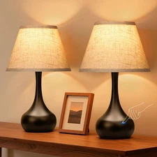 Touch Table Lamp for Bedroom Set of 2, 3-Way Dimmable Bedside Lamp for Nights...