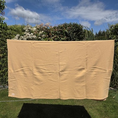 Vintage reine Merinowolle Decke Made in England Camel Gold 75x65'' schwer weich