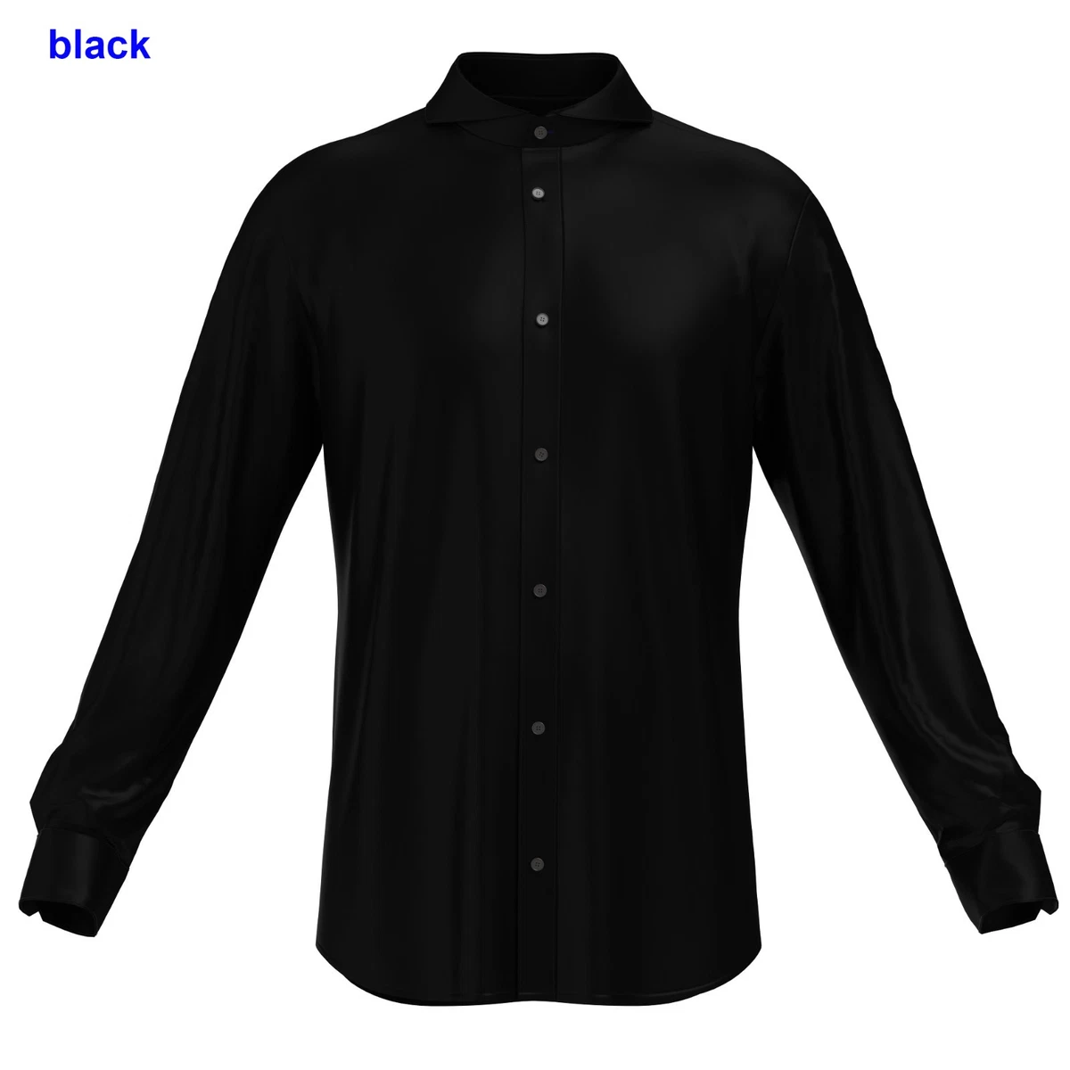 black dress special occasion DiBanGu Silk Button Down Shirt Black Blue Splicing Long Sleeve Shirt For Men, M main image 1