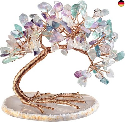 Nupuyai Fluorit Kristall Baum Feng Shui Edelstein Baum Lebensbaum, Glücksbaum, 