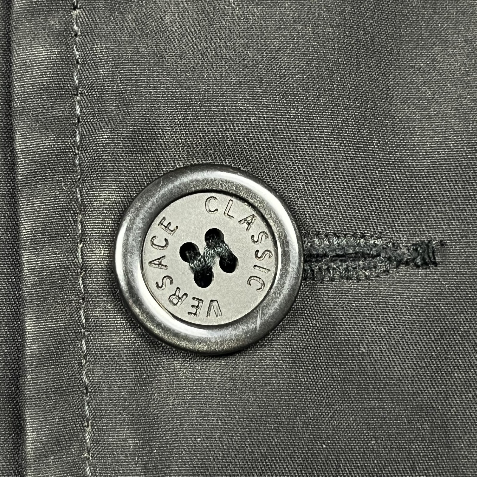 Versace Classic Coat Button Jacket Nylon Black Po… - image 4