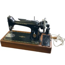 Singer Vintage Black Sewing Machine  With Singer Light with Case and Accessories