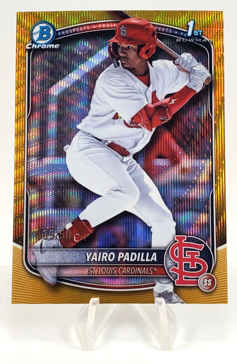 Yairo Padilla 2025 Bowman Chrome Prospects 1st Gold Wave #'d 39/50 Cardinals