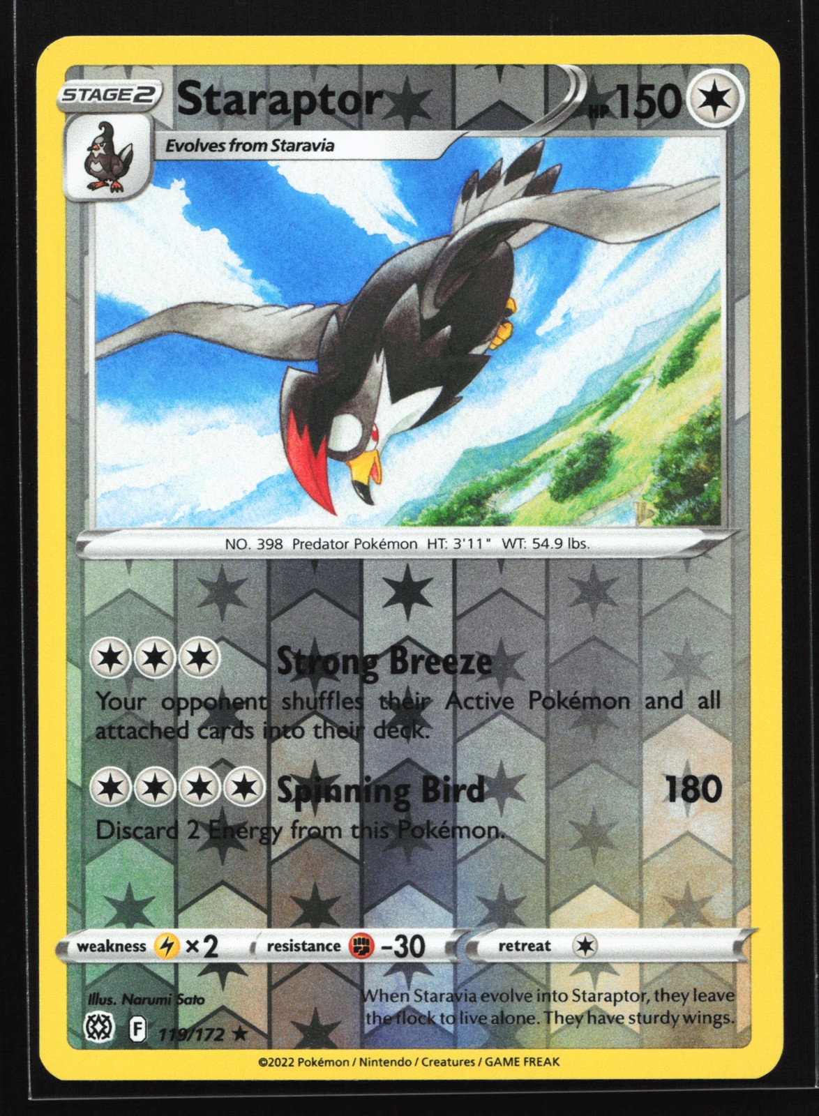 Staraptor 119/172 SWSH09: Brilliant Stars Reverse Holo Rare Pokemon Card