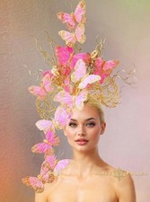 Aimee Fuller Butterfly Hat Pink Gold Kentucky Derby Oaks Fascinator Headpiece