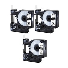 3PK 18443 Black on White Industrial Vinyl Labels Tape 3/8" for DYMO Rhino 5000