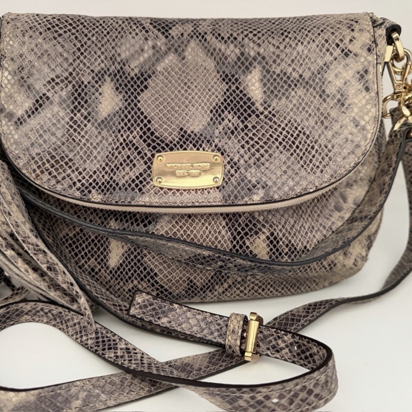 Michael Kors Bedford Python-Embossed Leather Cros… - image 2