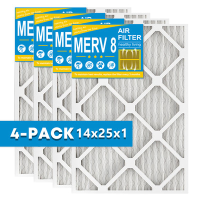 14x25x1 Air Pleated AC HVAC Furnace Filter Replacement For MPR 700 Merv 8 4 PACK