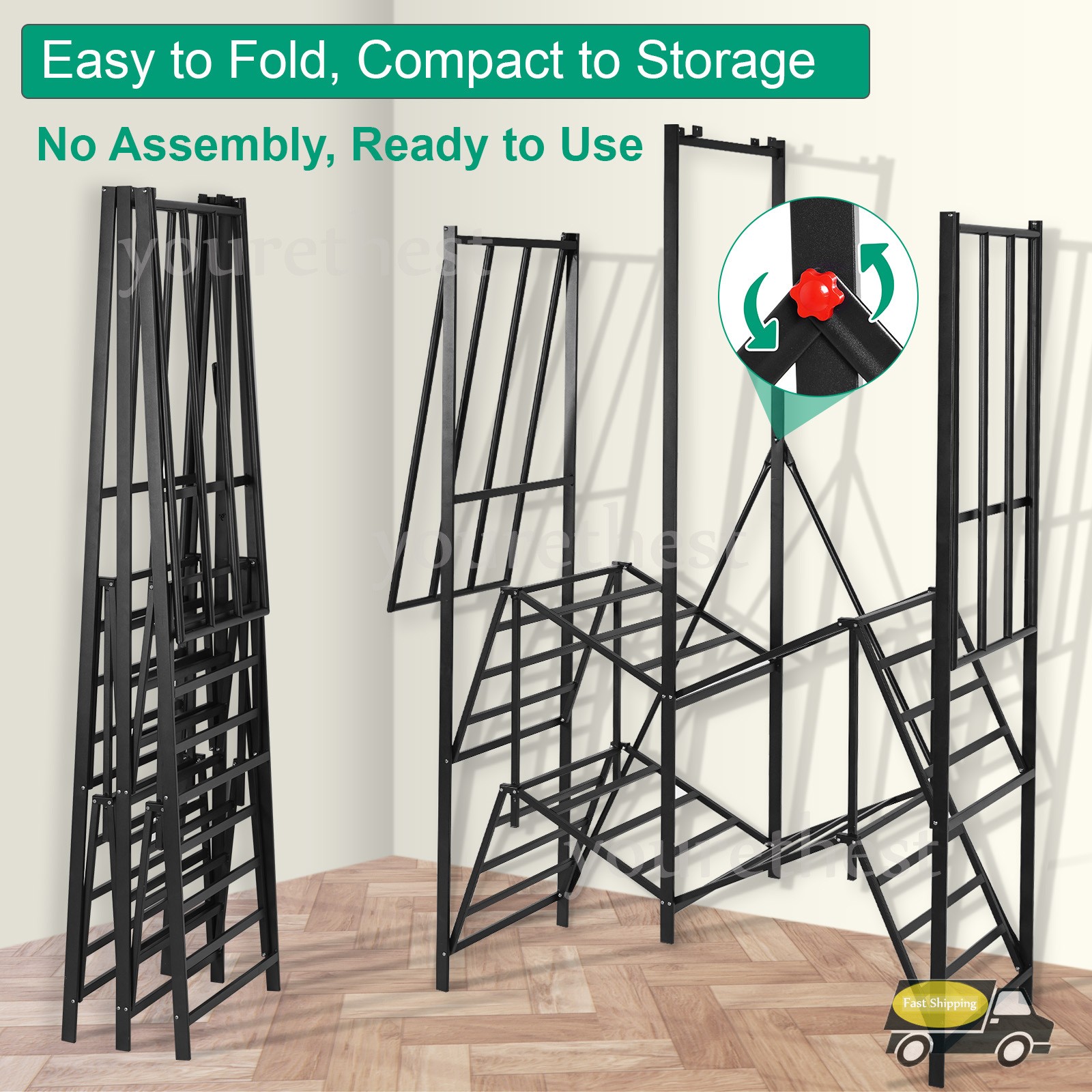 66" Assembled Wardrobe Closet Portable Closet System w/Cover Heavy Duty 3000 Lbs