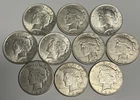 Half Roll of 10 1922-1935S Peace Silver Dollars, U.S. Coins Set Lot $1