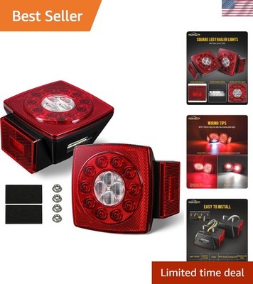 Enhanced Visibility 12V Waterproof LED Trailer Lights - Set of 2 with Clear Lens