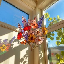 Vibrant Wildflower Acrylic Suncatcher Window Hanging, Floral Sun Catcher Decor