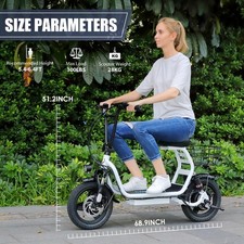 500W/750W Foldable E-Scooter with Seat Basket Adult Electric Moped Commuter