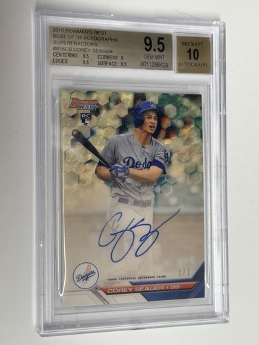 2016 Bowman’s Best Corey Seager SUPERFRACTOR Auto 1/1 Rookie BGS 9.5