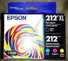 Genuine Epson 212 T212XL-BCS XL-Black and CMY Ink Cartridges EXP Mar 2028