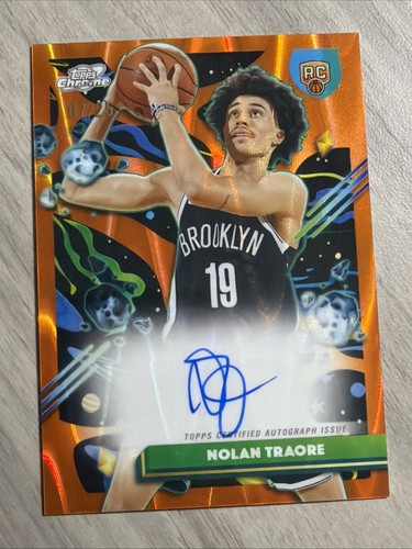 2025-26 Topps Chrome Cosmic Nolan Traore Rookie Orange On Card Auto /25 Nets