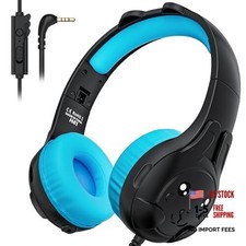 Kids Headphones, with Microphone, 80/90dB Volume Limiter, Audio Sharing Black