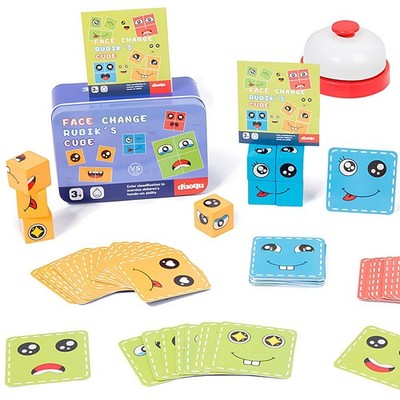Face Changing Magic Cube Holz 3D Puzzle Spiel mit Glocke Lernspielzeug Kinder DE