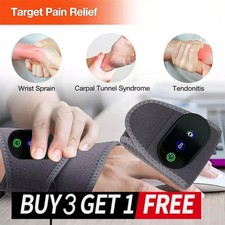 USB Rechargeable Heated Wrist Massager with Vibration Hand Brace for Pain Relief