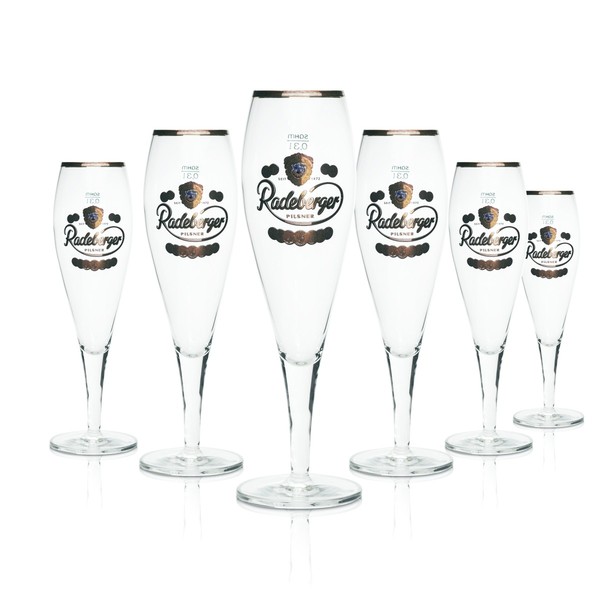 6X Radeberger Glas 0,3L Pokal Tulpe Goldrand Bier GläSer Gastro Geeicht Pils-image