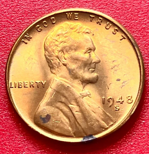 1948-S Lincoln Wheat Cent Penny GEM RED BU From an Original Bank Roll