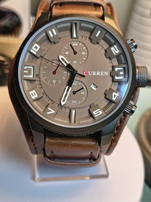 Curren Men's casual Leather sport  Watch Quartz  Wristwatch