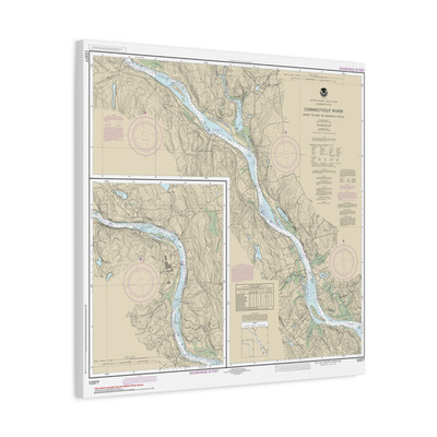 Connecticut River Deep River to Bodkin Rock Nautical Chart Map Canvas 24x24