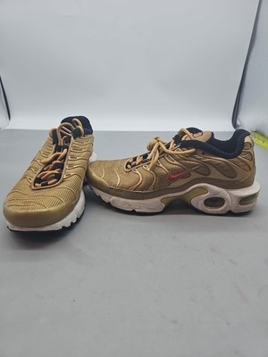 Nike Air Max Plus Boys 3.5Y TN BG Metallic Gold Red Reflective AR0259-700