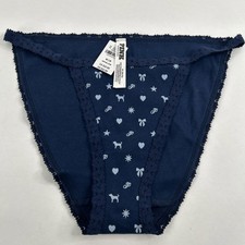 VICTORIA'S SECRET PINK Cotton String Bikini Panty Medium Blue VS NWT