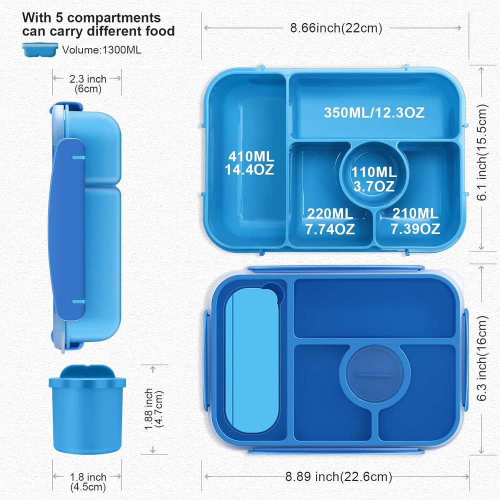 Bento Lunch Box for Adults and Kids with 5 Compartments Bento Lunch Box for Adults and Kids with 5 Compartments