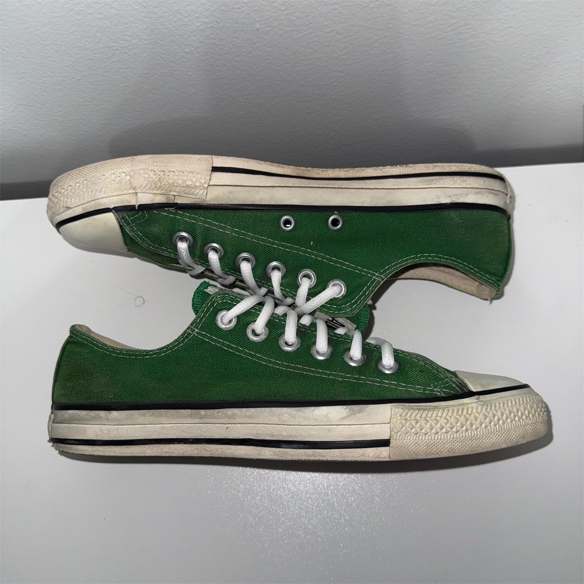 Vintage 90s Converse All Star Green Low Top Made USA Size 7 