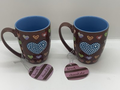 Embellished Gem Heart Mugs Pair by Cafe Press 2010 Valentine Love  NWT!