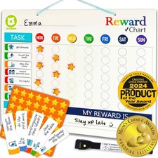 QUOKKA Magnetic Behavior Chore Chart for Kids - Reward, Visual Schedule, 48 Magn