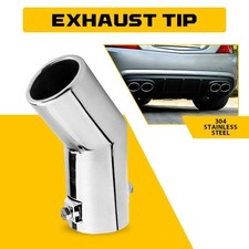 Universal Edelstahl Auspuffblende Endrohr Abgewinkelt Schräg rund 28-40mm Silber