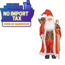 36.5in Santa Figure w Gift Bag & Staff Indoor Christmas Decor XL Holiday Statue!